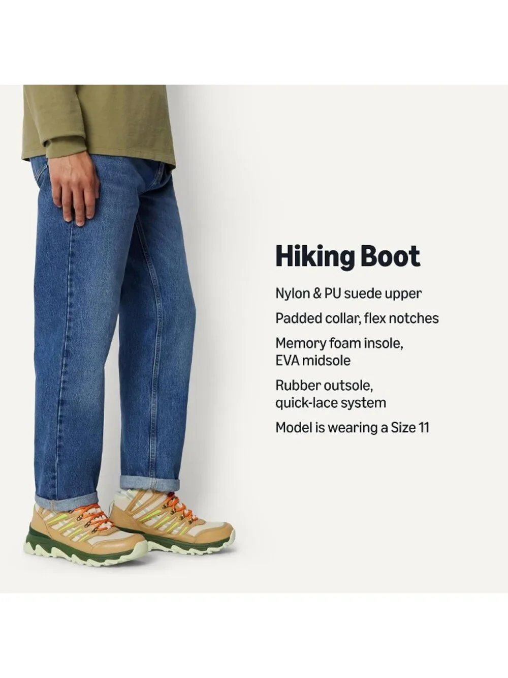 Men's Tan Multi Waterproof Shoes Casual High Top Round Toe Non Slip Hiking Boots